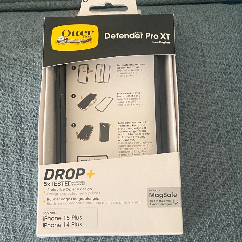 OtterBox Defender Pro XT Case for iPhone 14 or 15 Plus - Black/clear